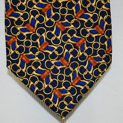LANCEL Paris - Mens Necktie Tie 100% SilkÂ  France - Equestrian Buckles Print