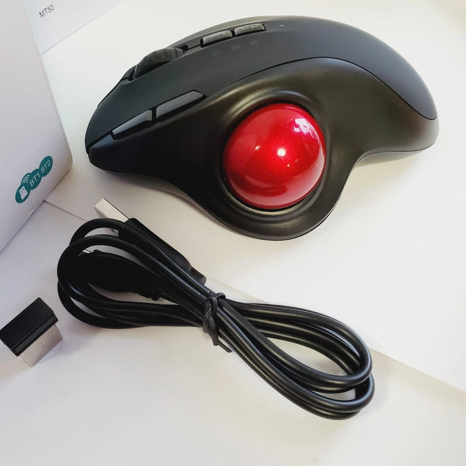Trackball Wireless Mouse Bluetooth 2.4G USB Ergonomic Thumb Roll Android Windows - Image 4 of 4
