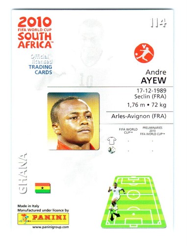2010 Panini FIFA World Cup South Africa Andre Ayew Ghana #114 - Picture 2 of 2