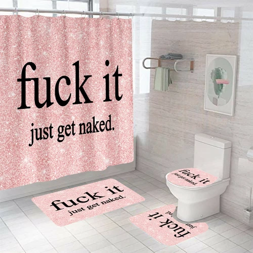 Get Naked Shower Curtain Bathroom Rug Set Bath Mat Non-Slip Toilet Lid Cover~ - Picture 12 of 13