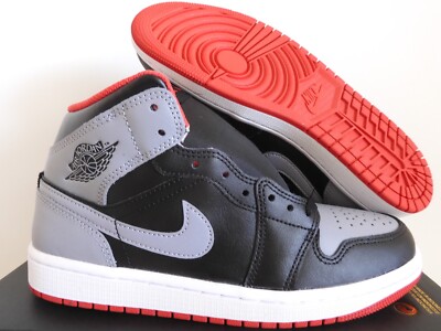 NIKE AIR JORDAN 1 MID BLACK-CEMENT GREY-FIRE RED SZ 7 [DQ8426-006]