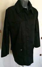 Trench Coat 12 14 40 42 Medium M Long Jacket Lightweight Loose Black Cotton Tcm