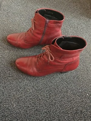 bottines rouge cuir Gabor femme T39 - Photo 1/3