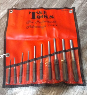 T&E TOOLS 10 Piece Roll Pin Punch Set No. J8910 With Vinyl T&E TOOLS 10 Piece Roll Pin Punch Set No. J8910 With Vinyl