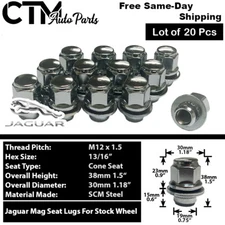 20x Chrome Jaguar OEM Factory 12x1.5 Lug Nuts Fit  F/X/S Type XE/F/J C2C35294010