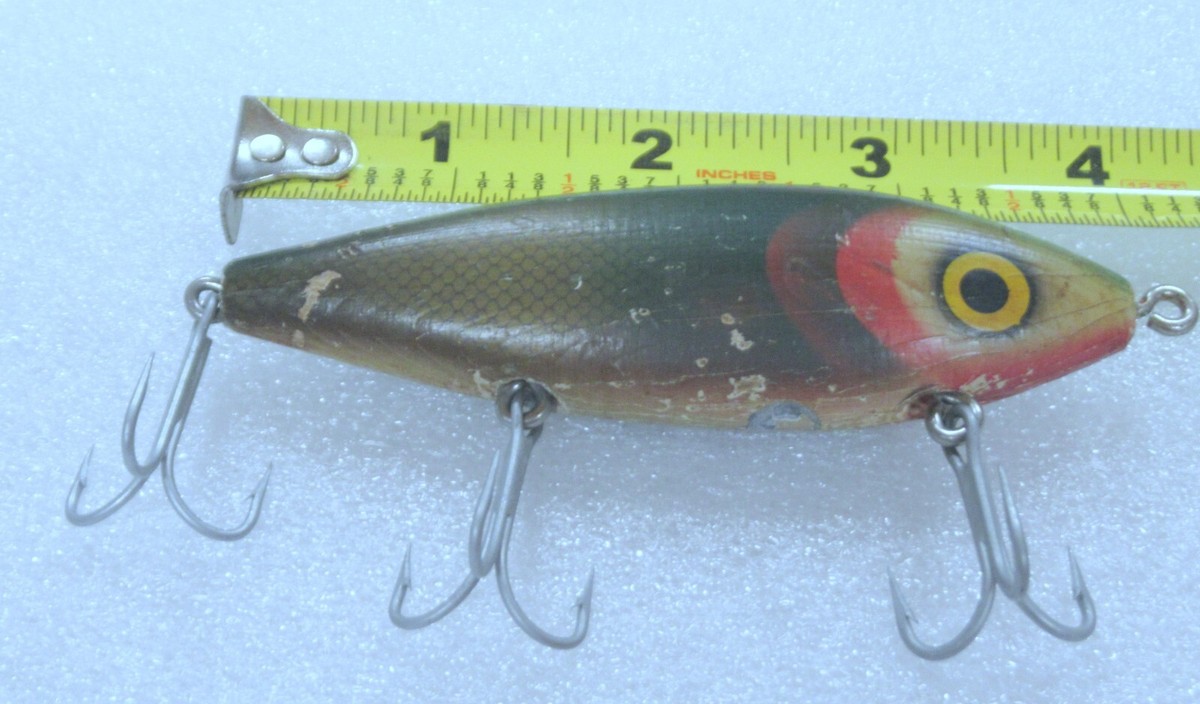 Vintage Florida Fishing Tackle 3-3/4" Body Wooden Fishing Lure Green Perch  Scale | eBay