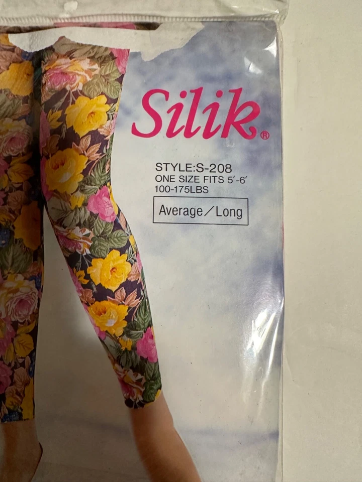 Meia-calça sem pés floral marca silicone vintage - Tamanho único - Núcleo de fadas punk dos anos 1990 - Imagem 2 de 4
