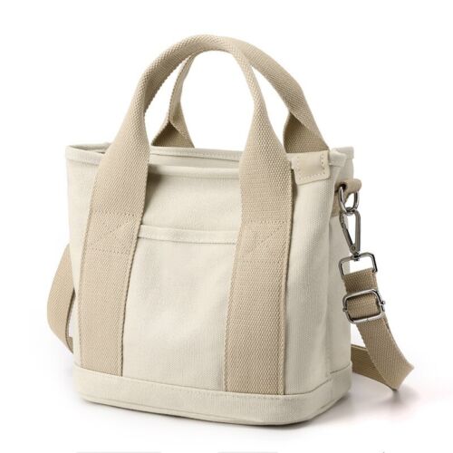 Small Tote Bag +Zipper, Canvas Multi-Pocket Crossbody Shoulder Bag Messenger Bag