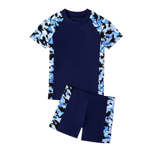 Summer Boys' New Breathable Quick Drying Swimsuit Short Sleeved Shorts 2Pcs Set - Picture 9 of 11