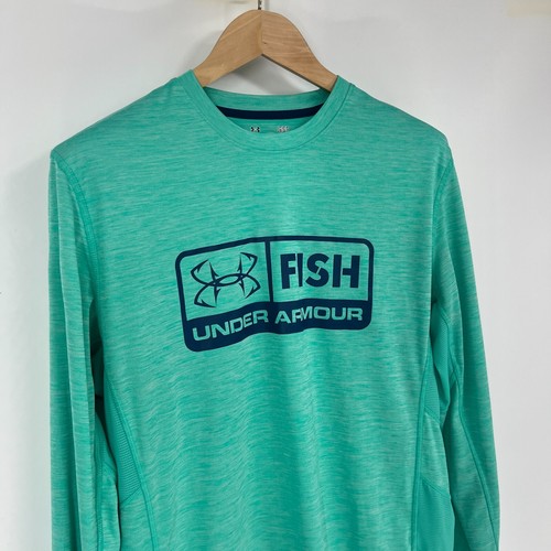 Under Armour Fishing LS Shirt Mens Size L Aqua Green Loose HeatGear Outdoors - Picture 3 of 12