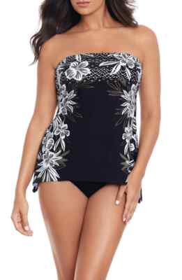 Miraclesuit BLACK Moondancer Bandini Tankini Swim Top, US 10