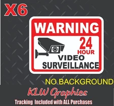 6x Security Video Surveillance Burgler Sticker Decal Sign Camera In Use Home DIY