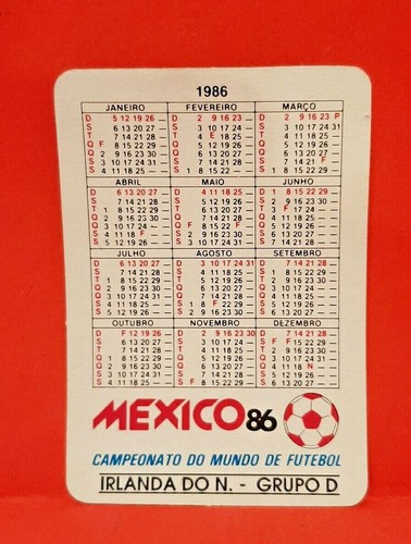 1986 WORLD CUP SOCCER FOOTBALL CALENDAR CARD- PAT JENNINGS OF NORTHERN IRELAND - Picture 2 of 2