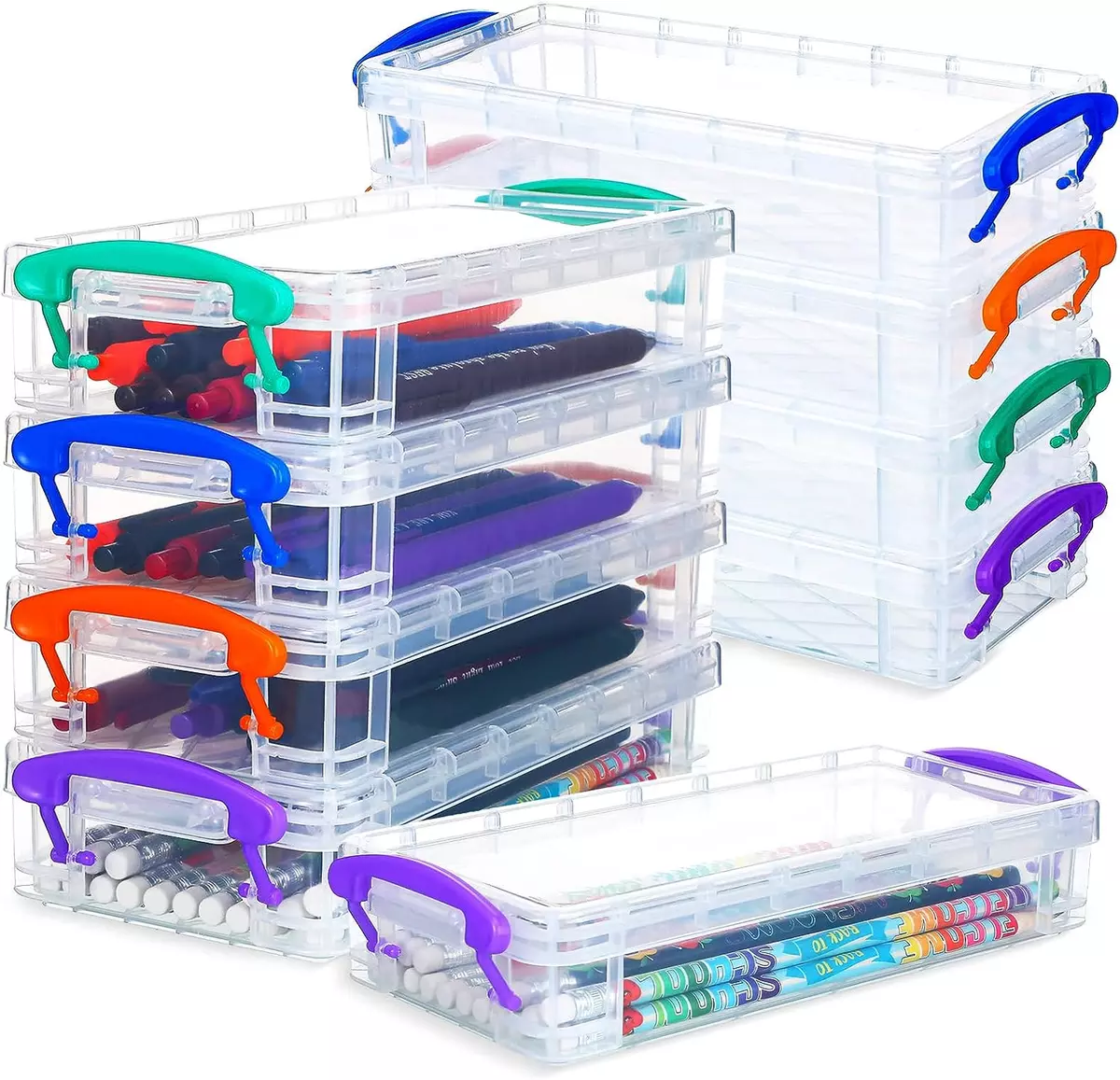 36 Pcs Clear Pencil Box for School Bulk Large Capacity Plastic