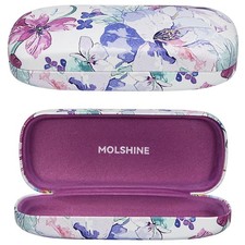 Hard Shell Sunglasses Case, Classic Large Glasses Case Blue and White Flower