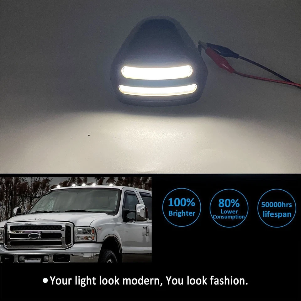 Kit de 5 luces LED blancas para techo cabina Ford F250 F350 F450 Super Duty 99-16 Foto 3 de 4