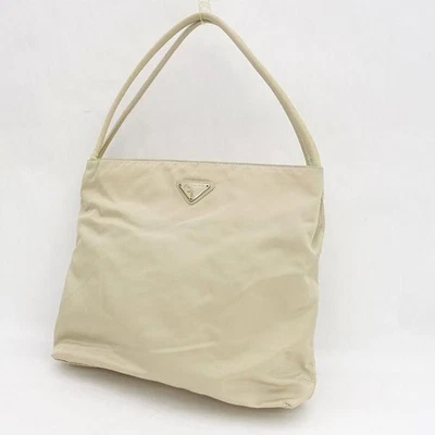 Sac fourre-tout beige PRADA Tessuto semi-épaule métal triangle logo dust bag ... - Photo 1/4
