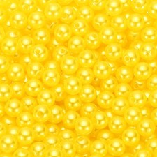 6mm Round Shiny Pearl Beads, 2200 Pcs Faux Pearls Beads, Yellow