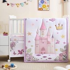 3-Piece Crib Bedding Set for Girls - Ultra Soft Baby Bedding Set Includes Crib C