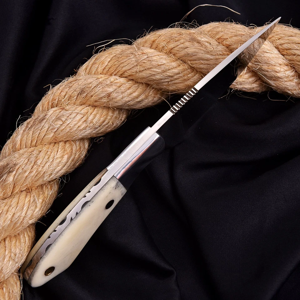 Hecho a mano D2 personalizado hueso de camello caza desollador camping deporte EDC cuchillo con funda Foto 4 de 4