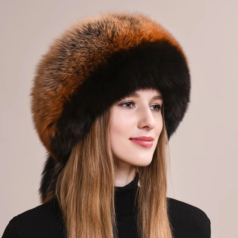 Surrell Black Fox Fur Russian-style Cossack Hat Womens Faux Fur Russian Hat Warm Classic Cossack Style Hat for  main image 2