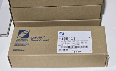 Lab-Tek 155411 Chamber Slide System with Cover Glass Slide Sterile 8 Well