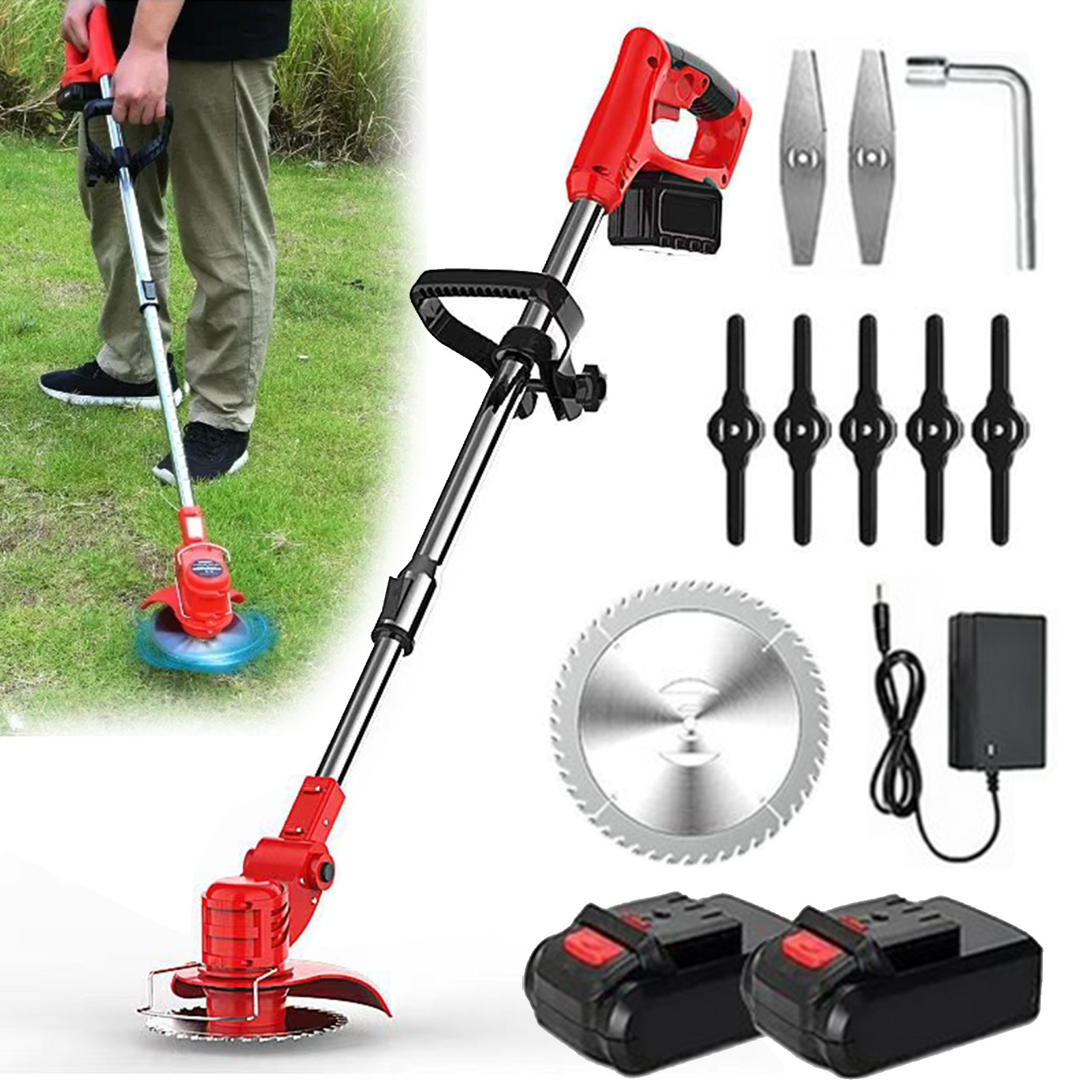Cordless Electric Weed Lawn Eater Edger Yard Grass String Trimmer Cutter mower