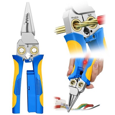 GADO Pro 8-in-1 Wire Stripper/Cutter with Voltage Tester & Dual Alarms - Blue