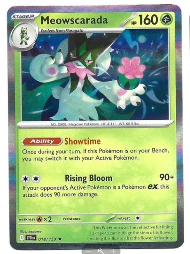 Meowscarada Rare SV09: Journey Together 018/159 LP HOLO