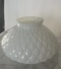 Vintage White Milk Glass Diamond Quilt Hurricane Lamp Shade Only Fitter 6 3/ 4"