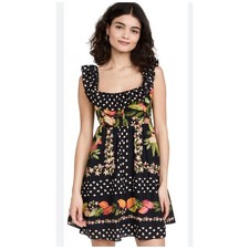 Farm Rio Cocoa Paradise Dark Botanical Print Mini Dress S