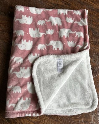 Carter s Baby Blanket Mauve Dusty Pink White Elephants Lovey One Size 30x40