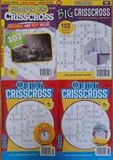 4 x Criss Cross Puzzle Books (Bumper Big 183-184 / Quick 5-6) over 400 puzzles