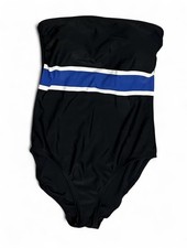 Women s Y2K 2002 Merona Black Color Block One Piece Swimsuit Size Small