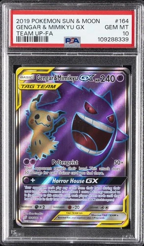 New Listing2019 POKEMON SUN & MOON TEAM UP #164 FULL ART/GENGAR & MIMIKYU GX PSA 10