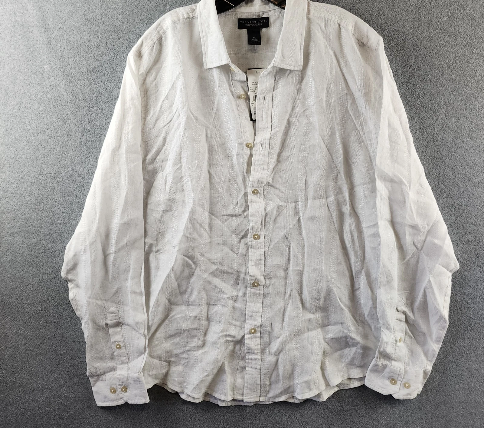 The Men's Store at Bloomingdale's Tonal Stitch Standard Fit Linen Shirt XL White