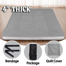 4" Japanese Tatami Futon Roll-Up Mattress Memory Foam Floor Pad w/ Bag Cover