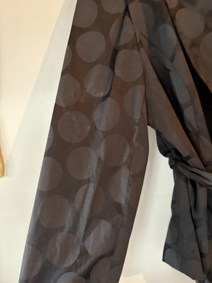 Cynthia Rowley Charcoal Polka Dot Belted Blazer with Gold Buttons Women's Large - Image 3 of 4