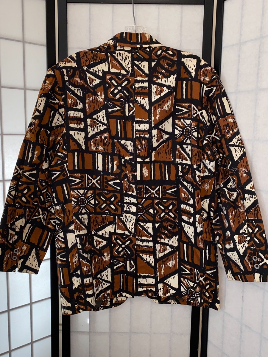 Vintage 1960s Sandwich Isles Men's R42 M-L Tiki Tapa Hawaiian