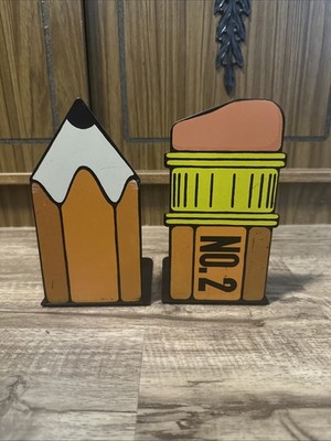 VTG Mid Century Modern Hyde Park Enamel Pop Art Pencil Eraser Book Ends BookEnds