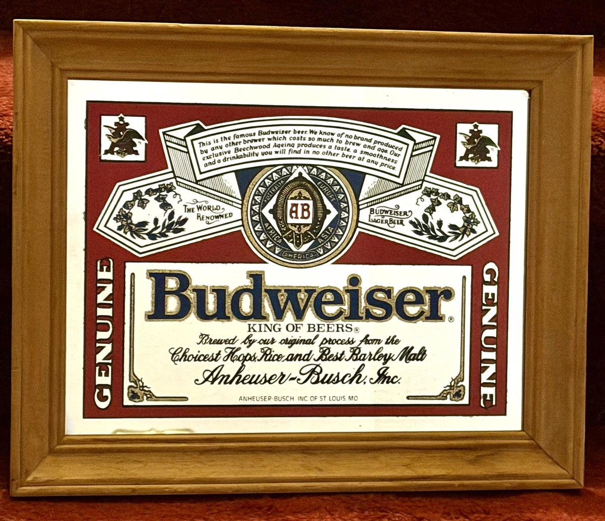Anheuser Busch Mirror In Collectible Budweiser Signs & Tins for