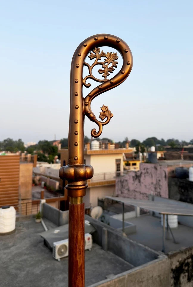 Antique Brass Crozier Staff Crosier Bishop Quality Craftsmanship, 72"Christmas