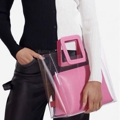 NWT* STAUD SHIRLEY Leather/PVC Clear Tote Bag IN PINK - Sold out in store/online
