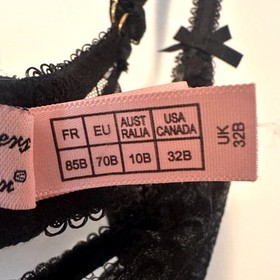 Agent Provocateur Black Lace Balconette Bra 32B Sheer Fishnet Bow Sexy