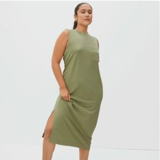 Everlane Medium The Long Weekend Tank Dress Cotton Green Midi