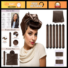 Heatless Overnight Hair Curlers - 6 Pcs Satin Curling Rods for Sleep Curls