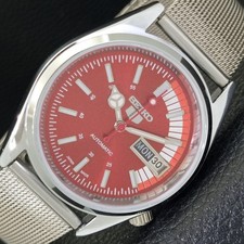 OROLOGIO AUTOMATICO VINTAGE RICONDIZIONATO SEIKO 5 6309A JAPAN UOMO QUADRANTE ROSSO a441089-1