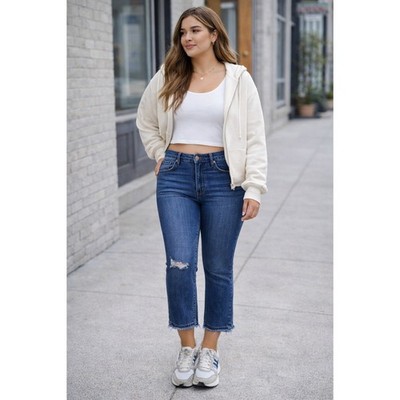 FRAME Le Crop Mini Boot High Waist RELEASE HEM JEANS LAKE SHORE SIZE 34 $235