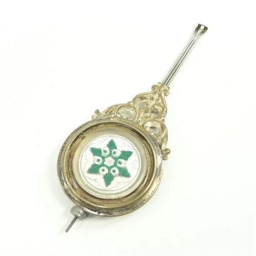 Antique Clock Pendulum Bob w Goofus Sandwich Pressed Glass 1.7 oz - XC1455