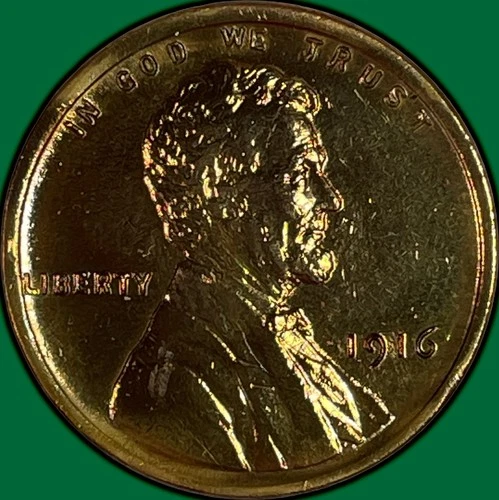 1916 Lincoln Wheat Cent Extremely Fine XF Coin, Harshly Cleaned #34380